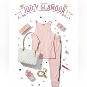Juicy Couture Sleepwear Set Peach Pink Logo Tape XL